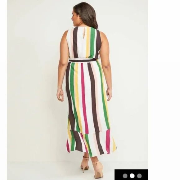 Lane Bryant NWT Colorful Maxi Dress Striped Faux Wrap Plus Size - Picture 2 of 9